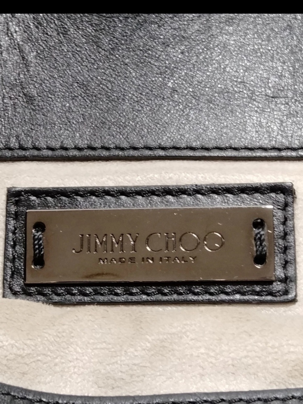 Jimmy Choo Black Leather Top-Handle Tote with Silver Hardware - Picture 8 of 9